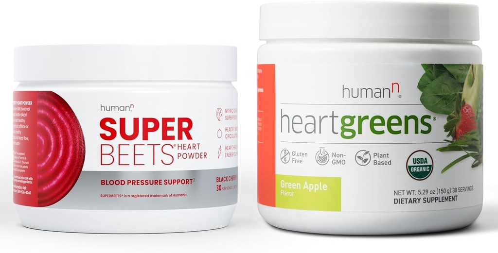Humann SuperBeets Poudre de cerise noire & Poudres vertes de coeur