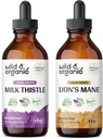 Lait sauvage et biologique Teinture de chardon 4 fl oz & Lion's Mane Teinture 4 fl oz