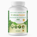 California Essentials Magnésium Glycinate 400 - Magnésium élémentaire chélaté, haute absorption pour le soulagement musculaire, os et soutien cardiaque - Vegan, non-OGM, sans gluten (360 comtes (paquet de 1))
