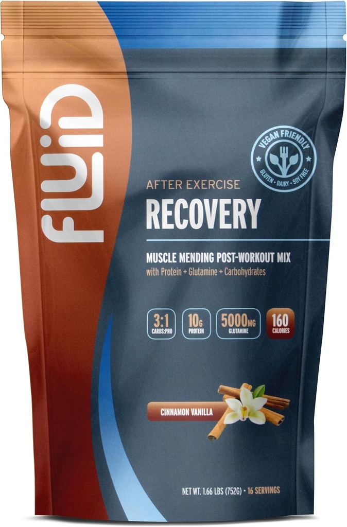 Récupération des fluides, mélange de boissons après l'entraînement, protéines de pois, L-glutamine, glucides, tous les ingrédients naturels, sans gluten, sans lactose (cannelle Vanille (Vegan))
