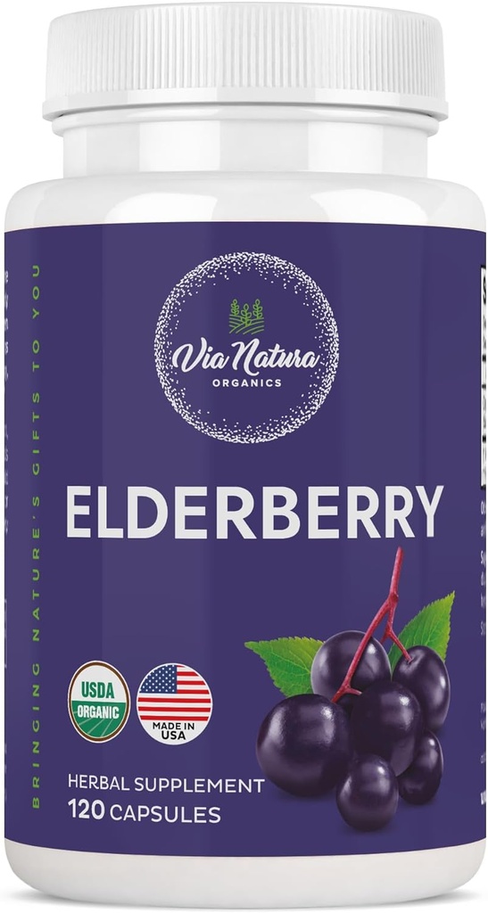 Capsules Elderberry 1000mg de complément biologique à base de plantes