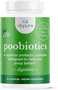 nbpure Poobiotics, Vegan Pre & Probiotics – Gut Health & Microbiome Balance Support for Men & Women – soutient IBS, Diarrhée, Constipation, Leaky Gut Relief – Lactobacillus & Bifidobacterium