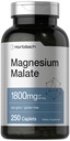 Horbäach Magnésium Malate , 1800mg 250 Caplets enduits , Végétarien, Non-OGM, Supplément sans gluten