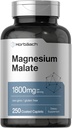 Horbäach Magnésium Malate , 1800mg 250 Caplets enduits , Végétarien, Non-OGM, Supplément sans gluten