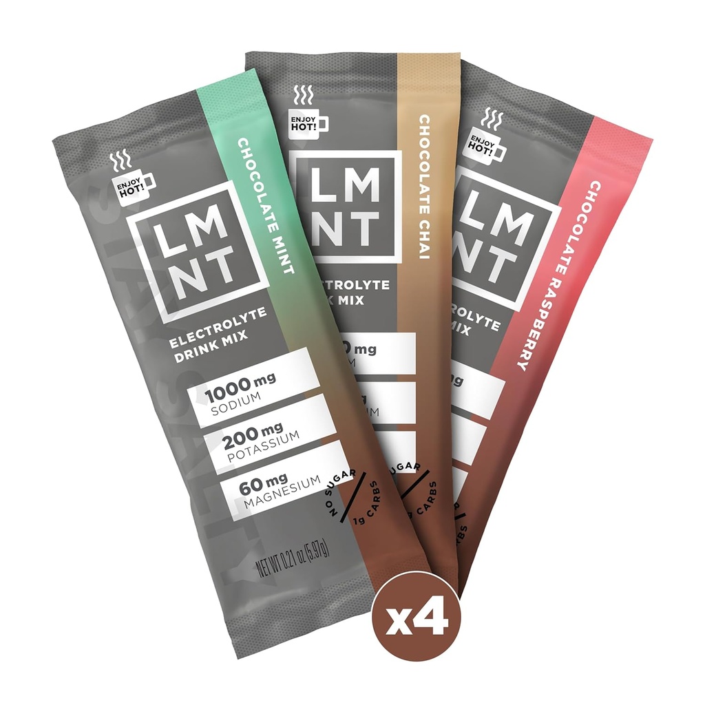 Boisson LMNT Zéro sucre Chocolat chaud ou mélangeur de café - Chocolat Medley - Variété Pack