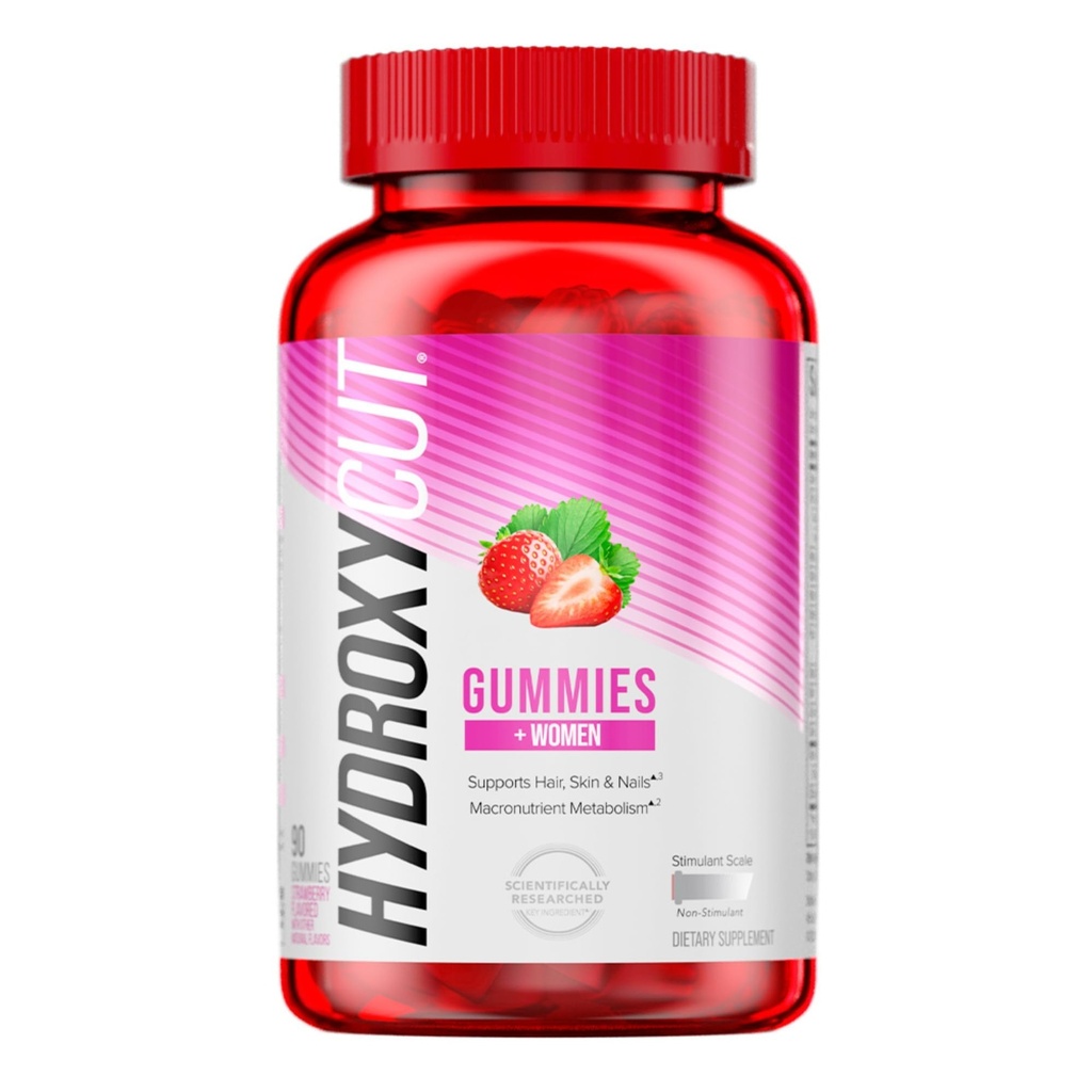 Gummies hydroxycut +Femmes, fraise - 99% Sans caféine - Supporte les cheveux, la peau et les ongles - Métaboliser les glucides, les protéines et les graisses