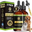 Animaux de compagnie - Huile de chanvre pour chiens et chats - Aide avec l'anxiété, la douleur, le stress, le sommeil, l'arthrite, le soulagement des saisies - Hip et soutien articulaire - gouttes calmantes