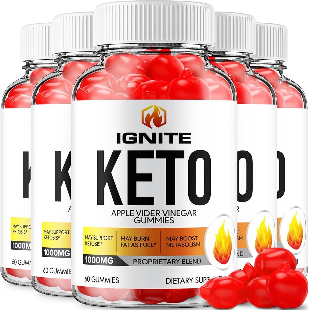 (5 Pack) Ignite Keto ACV Gummies - Formule avancée Ignite Keto Plus ACV Gummies vinaigre de pomme vinaigre Ignite ACV supplément alimentaire hommes femmes (300 Gummies)