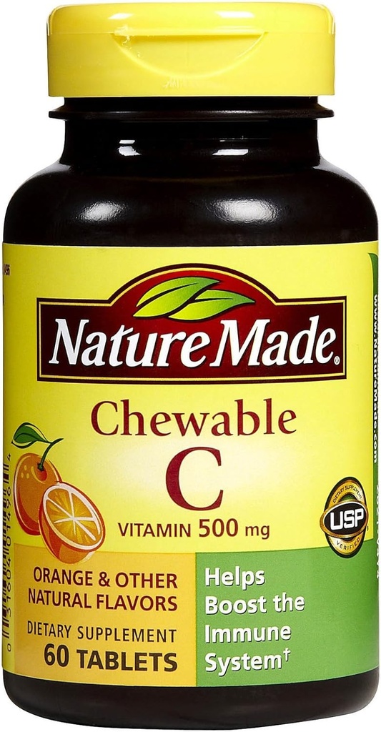 Nature faite de vitamine C 500 mg Comprimés à croquer, orange 60 ea (paquet de 4)