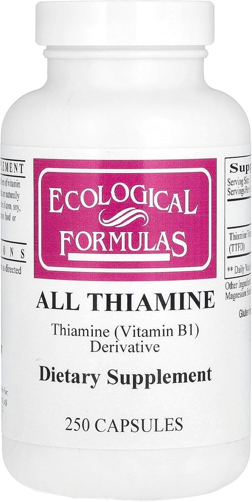 Formules écologiques Allithiamine Vitamine B1 Capsule, 50 mg, 250 Nombre