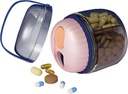 MURRI&MURRDI Pill Organisateur avec 4 compartiments, boîte à pilules de voyage, boîtier portable avec conception anti-mixante et ouvertures larges, porte-conteneur de pilule pour les vitamines Huiles de poisson Médicaments, rose