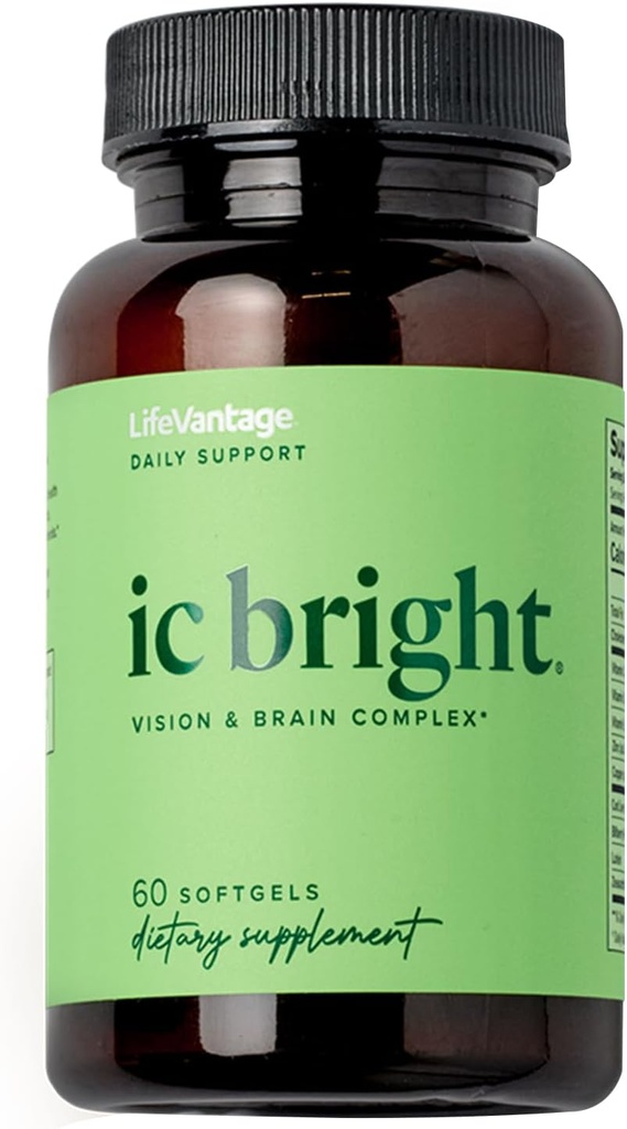 LifeVantage IC Lumineux 60 softgels, complément complexe de la vision et du cerveau emballés avec des antioxydants, des nutriments et des caroténoïdes pour la santé des yeux qui aide à réduire la souche oculaire