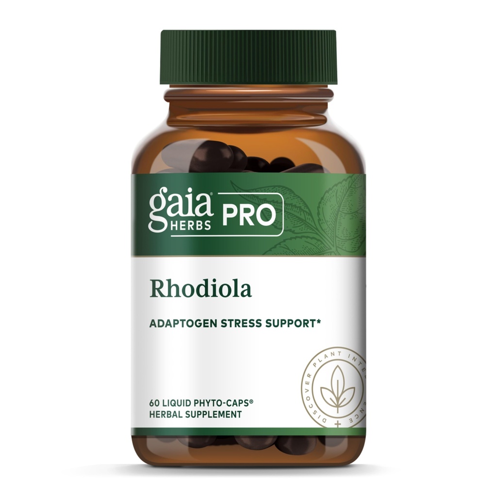 GAIA HERBS PRO Rhodiola - Supplément de soutien énergétique - Supplément de soutien adaptogène avec extrait de racine de Rhodiola - Vegan sans gluten sans soja - 60 capsules de Phyto (30 portions)