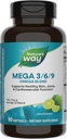 Nature's Way Mega 3/6/9 Omega Blend, soutient peau saine, articulations, fonction cardiovasculaire*, poisson, lin, huile de bore, 90 softgels aromatisés à la chaux (paquetage mai Vary)