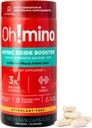 Oh!mino L-Arginine supplément d'oxyde nitrique - supplément de flux sanguin, booster d'oxyde nitrique avec/poudre de betterave pour l'énergie, la concentration, l'endurance, le bâtiment musculaire - avant et après l'entraînement (120-Count, 30 services)