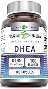 Amazing Formulas DHEA 100 mg Capsules | Supplement | Non-GMO | Gluten Free | Made in USA (1 Pack, 200 Count)