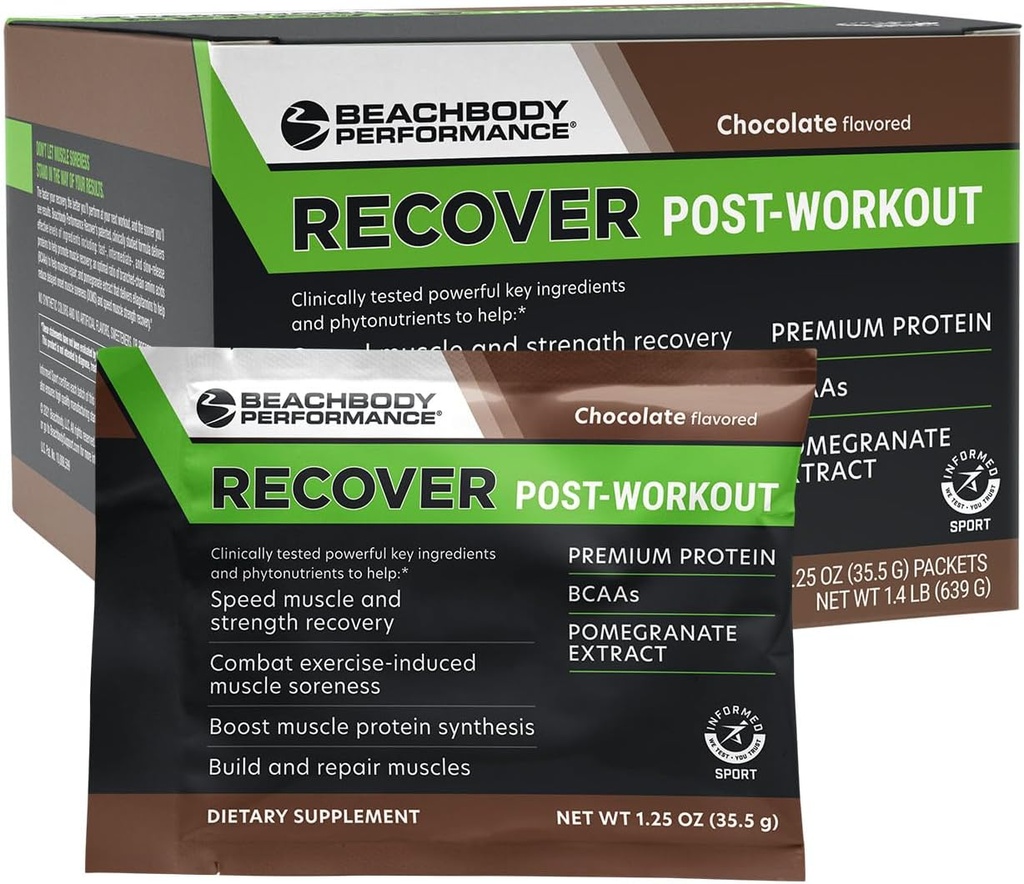 BODi Recover Whey Protein Powder Blend – Supplément de fouet de chocolat post-entraînement pour la récupération musculaire avec 20g de protéines, BCAAs, extrait de grenade - Récupération rapide - 18 portions