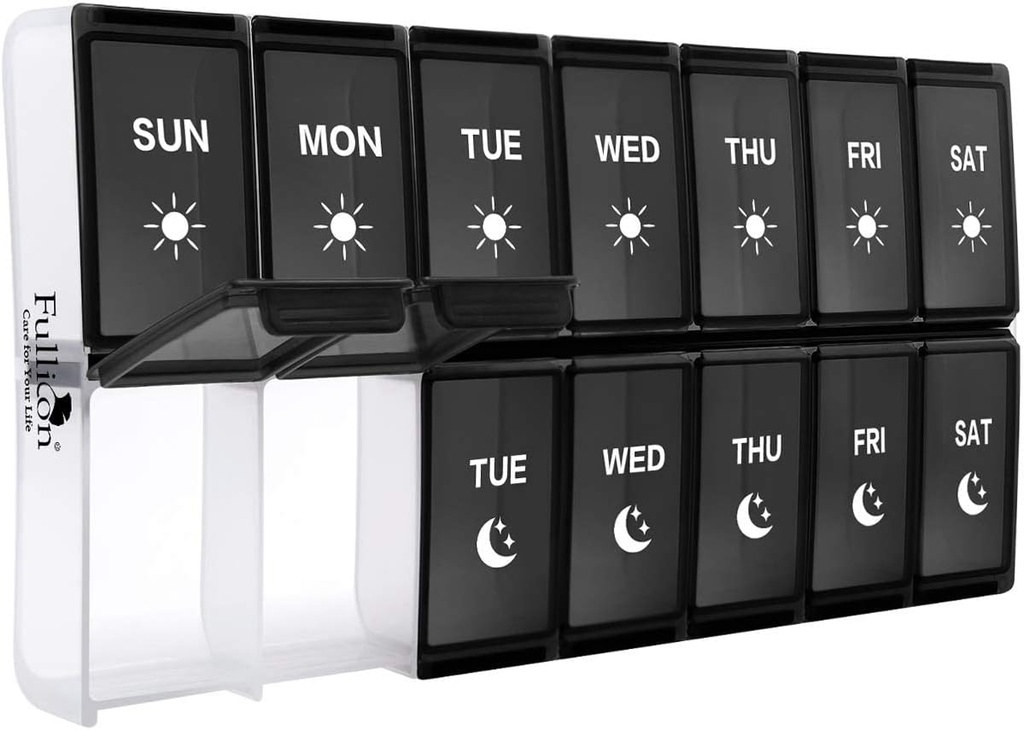 XL Weekly Pill Organizer 2 fois par jour, Fullicon Extra Large Daily Pill Cases Oversized AM PM Pill Box Deux fois par jour pour la vitamine/huile de poisson/pills/Suppléments