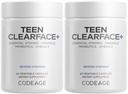 Codeage Adolescents Clearface Adolescents visage, peau et boutons, Vitamines A, C, D3, E, Acide pantothénique, Niacine, Supplément de zinc Adolescents, Probiotiques, L-Lysine, Oméga-3, Peau huileuse, Porcs, Spots - 2 Pack