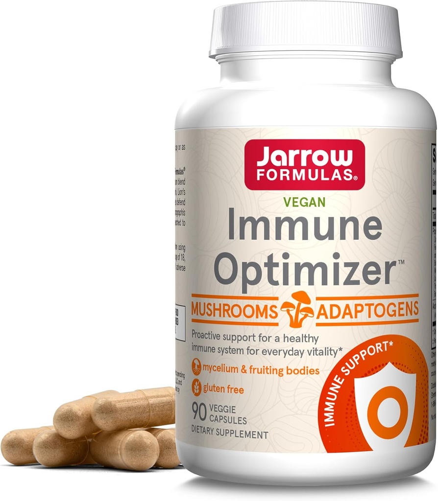 Jarrow Formulas Immune Optimizer with Cordyceps, Reishi, Lion's Mane, Shiitake, King Trumpet, and Turkey Tail Mushrooms, Dietary Supplement with Andrographis Extract, 90 Veggie Capsules, 30 Day Supply