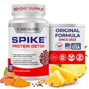 Détox de protéine Spike - Supplément de soutien Spike pour l'équilibre protéique - Mélange 3-en-1 non aromatisé avec Nattokinase 4000Fu, Bromelain 500mg, Curcumin 1000mg - Fabriqué aux États-Unis - 60 capsules, 30 jours d'approvisionnement