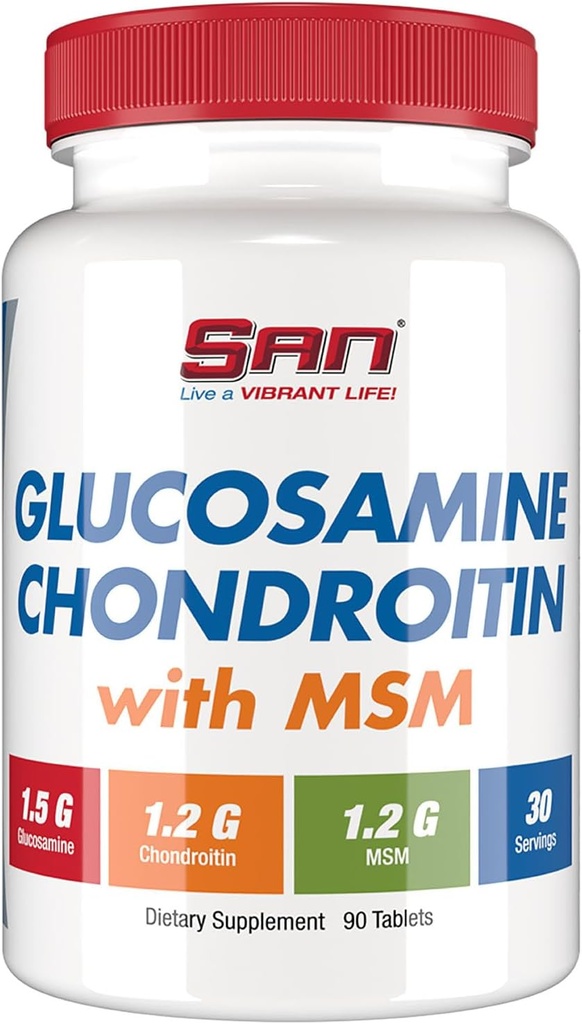 SAN Premium Glucosamine Chondroitin avec complexe MSM pour le soutien conjoint - Formule naturelle pour des articulations saines et la mobilité. 30 Services