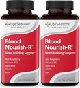 LifeSeasons Blood Nourish-R - Supplément en fer - Non constipant - Soutient l'anémie, la fatigue, la pâleur et les étourdissements - Blood Building - Fer, Alfalfa, Framboise et Vitamine B-12-60 Capsules (paquet de 2)