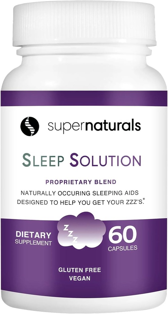 Solution de sommeil pour la santé, Supplément de sommeil pour les adultes, Magnésium et Mélatonine pour le sommeil fournit un soutien de sommeil naturel, ingrédients végétaliens, supplément de sommeil sans gluten de magnésium, 60 capsules