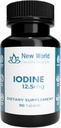 Nouvelles marques de santé mondiale 12,5mg comprimés d'iode - 90 comprimés - Trace minéral essentiel pour la croissance, la thyroïde et la fonction métabolique - Facile à avaler, haute puissance, absorption rapide