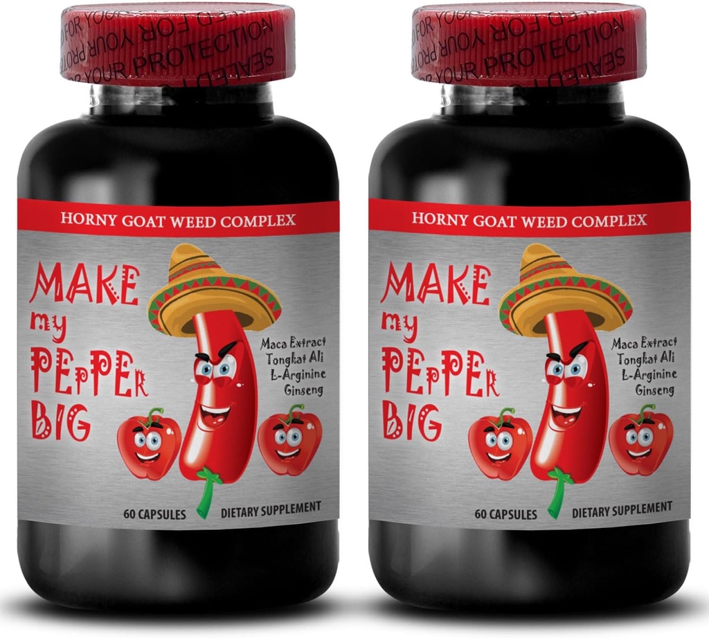 pilules d'amélioration masculine augmenter la taille - MAKE MY PEPPER BIG - NATURAL MALE ENLARGEMENT, Maca, L-Arginine, pilules Longjack, amélioration de performance masculine, tongkat ali pour les hommes, pilules de libido masculine, 2 Bot 120 Caps