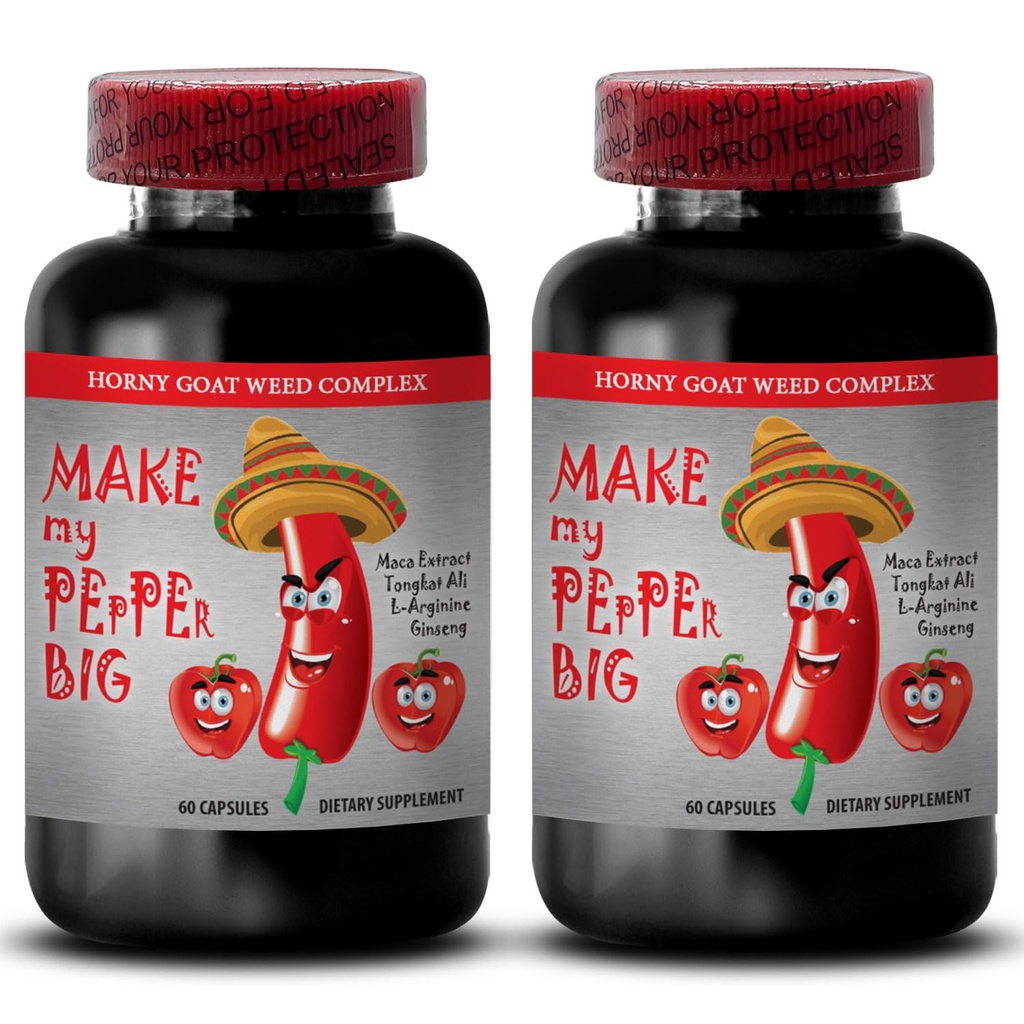 pilules d'amélioration masculine augmenter la taille - MAKE MY PEPPER BIG - NATURAL MALE ENLARGEMENT, Maca, L-Arginine, pilules Longjack, amélioration de performance masculine, tongkat ali pour les hommes, pilules de libido masculine, 2 Bot 120 Caps