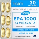 HAIM EPA1000 MINI – Supplément d'huile de poisson Pure EPA – 1 100mg Oméga-3 pour la santé cardiovasculaire, cérébrale et articulaire – High Potency, softgels sans Burpless – petites capsules faciles à avaler – 60 Softgels – Fabriqué aux États-Unis