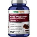 NusaPure White Willow Bark 20:1 Extrait, 200 mg équivalent à 4000mg, 200 Capsules de Veggie, Max Strength, (non-OGM, végétalien)