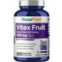 NusaPure Vitex Chasteberry Fruit 20:1 Extrait, 450 mg Équivalent à 9 000 mg 200 Capsules Vegan - Non-OGM, Supplément alimentaire végétalien