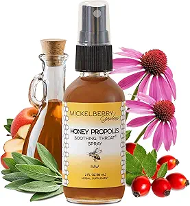 Mickelberry Gardens Honey Propolis Throat Spray - Soin Apaisant Throat Relief & Propolis Immune Support - Herbal & Honey Formula (2 oz)