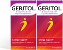 Geritol supplément de vitamine liquide et de fer, soutien énergétique, contient des vitamines B à haute puissance et du fer, goût agréable, facile à avaler, pas d'édulcorants artificiels, non-OGM, 12 Oz, 2 pack