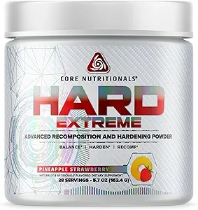 Core Nutritionals Platinum Hard Advanced Recomposition and Hardening Agent, Reduces Cortisol Levels and Regulates Healthy Estrogen Production 28 Servings (Pineapple Strawberry)