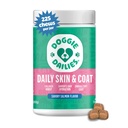 Support de supplément pour la peau et le manteau, huile de saumon pour chiens Peau et manteau avec collagène, Omega 3, huile de krill, biotine et huile de coco pour chiens (Salmon) 225 Mâches molles
