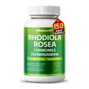 RHODIOLA ROSEA Supplément- 11-en-1 Mélange naturel avec Camomile L-Theanine Ashwagandha Saint Basile Valérien Passionfleur - 150 Comte - Fabriqué et testé aux États-Unis