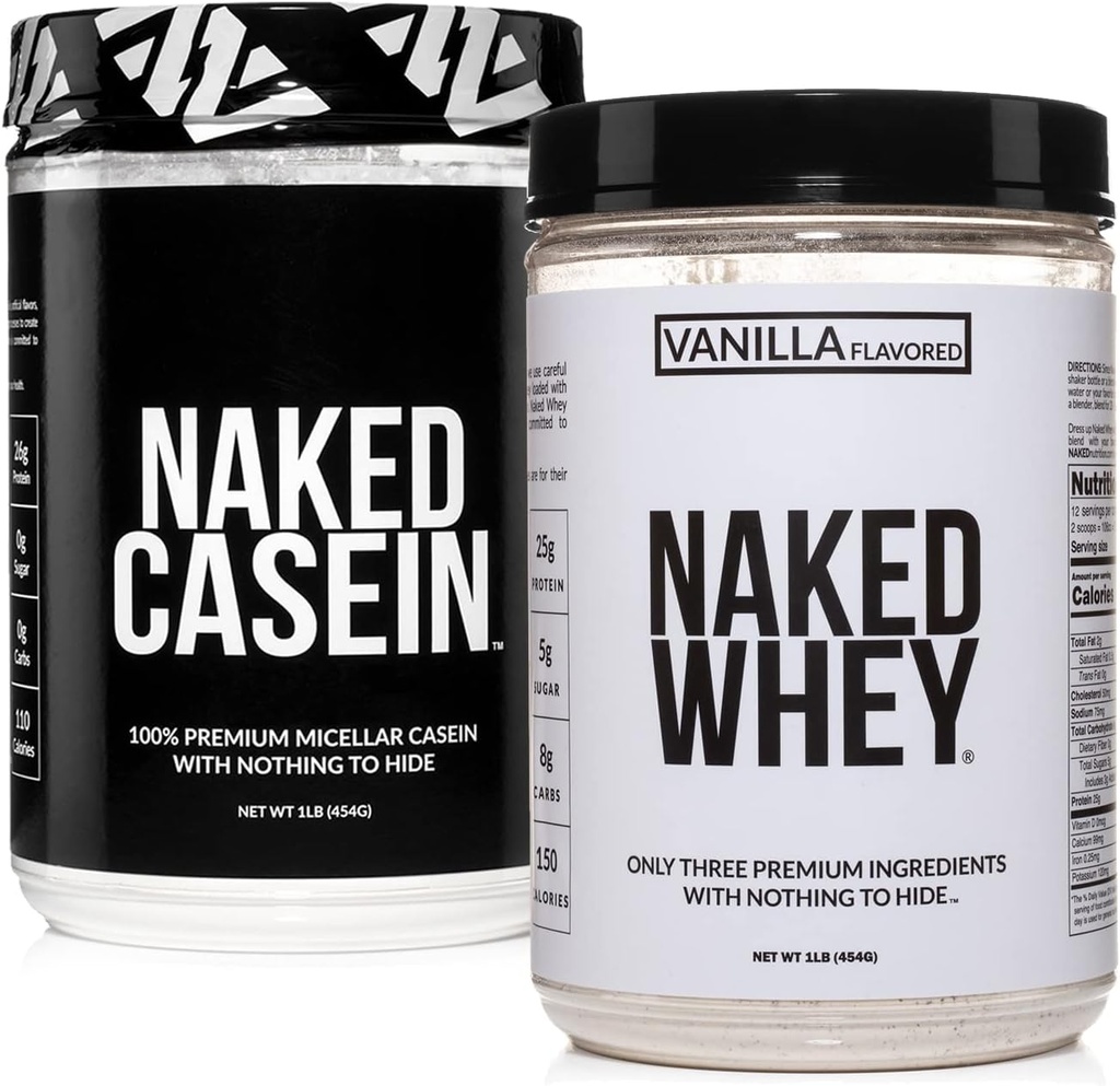 NAKED Grass Fed Protein Bundle: 1LB Casein and 1LB Vanilla Whey