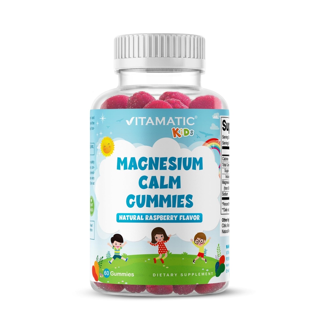 Enfants Vitamatic Magnésium Calme Gummies - 60 Vegan Count - Grand Dégustation - Promouvoir la santé, les muscles, les os et le soutien énergétique