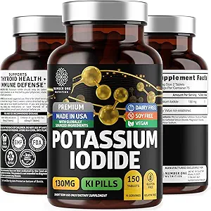 Comprimés d'iodure de potassium de prime, pilules KI naturelles pour soutenir l'immunité, 130 mg par portion, 150 Nombre