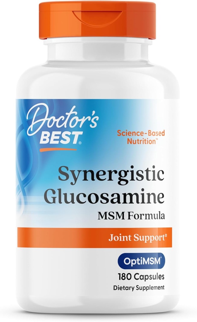 Doctors Best Synergistic Glucosamine MSM Formula, Joint Support, Non-GMO, Gluten Free, Soy Free 180 Capsules