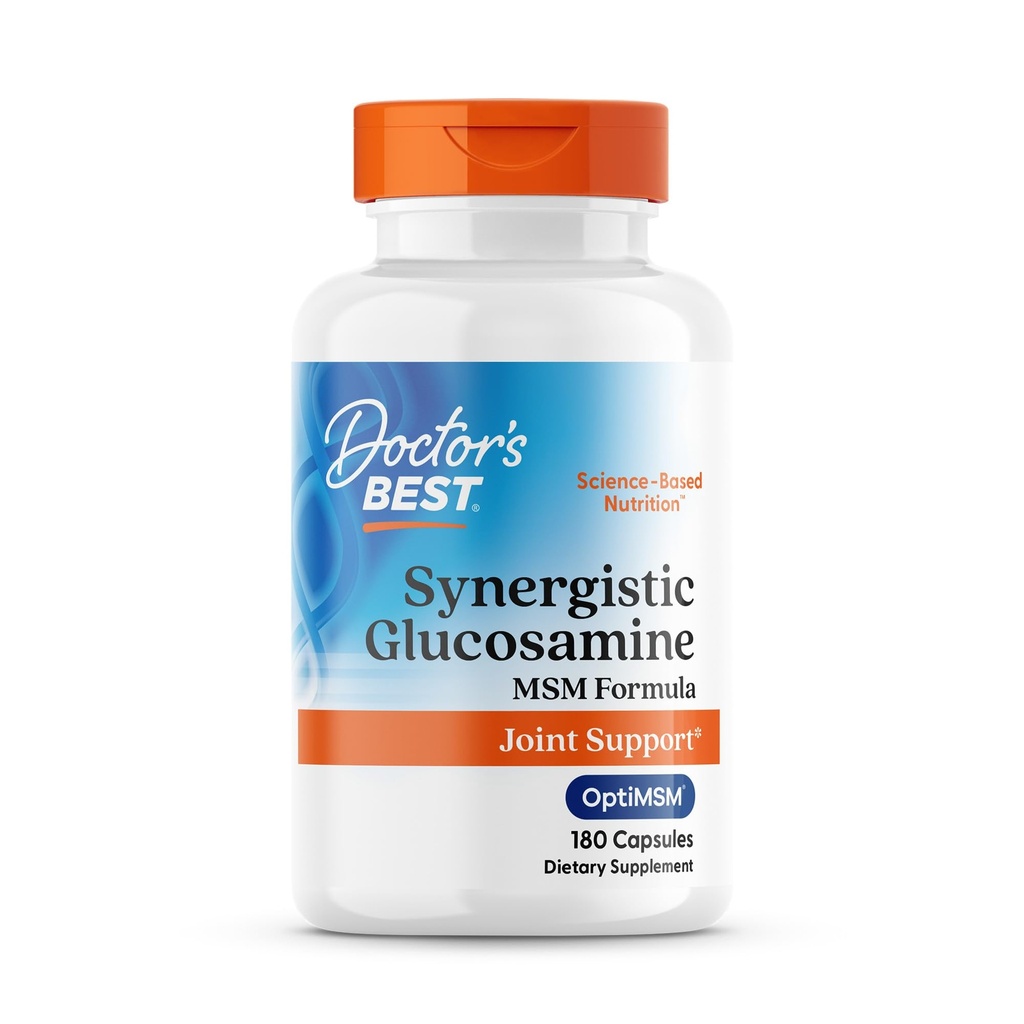 Médecins Meilleure formule synergique de Glucosamine MSM, soutien des articulations, non-OGM, sans gluten, sans soja 180 capsules