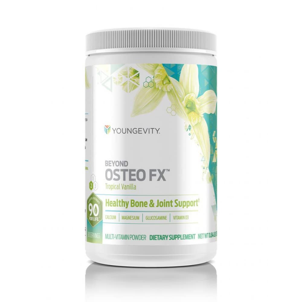 Youngevity Beyond Osteo-FXTM Powder – 1200 mg avec vitamine D3, Phosphate tricalcique, magnésium et zinc – Supplément de citrate de calcium pour les femmes et les hommes – Non-OGM, sans gluten – Vanille tropicale
