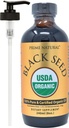 PRIME NATUREL Huile de graines noire biologique 8oz , pressée froidement Haute Thymoquinone 1,7% Certifié USDA Origine turque Potentiel Pure Nigella Sativa Liquide , Oméga végétalien 3 6 9, Antioxydant