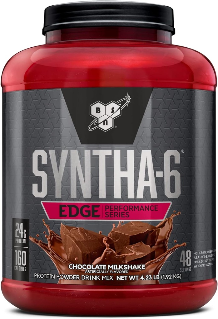 BSN SYNTHA-6 poudre de protéines EDGE, avec lactosérum hydrolysé, caséine micellaire, Isolat de protéines de lait, faible sucre, 24g de protéines, chocolat milkshake, 48 portions