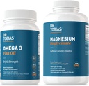 Dr Tobias Omega 3 Huile de poisson et suppléments de bisglycinate de magnésium, haute absorption, soutient le coeur, le cerveau, l'Immune, l'énergie, le muscle, les os et la santé articulaire, non-OGM