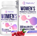 Probiotiques vaginaux pour les femmes - 300 milliards d'UFC 12 souches Probiotiques avec prébiotique, extrait biologique de canneberge Probiotique quotidien pour les femmes vaginales, urinaires, digestives, Gut, santé immunitaire, 60 capsules