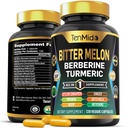 Capsules Melon Bitter - Formule 10in1 - Combiner avec Berberine, Ceylan Cinnamon, Turmeric, Moringa, Neem, Ginger, Gotu Kola, Artichoke et Black Pepper - 120 Capsules pour 4 mois d'approvisionnement